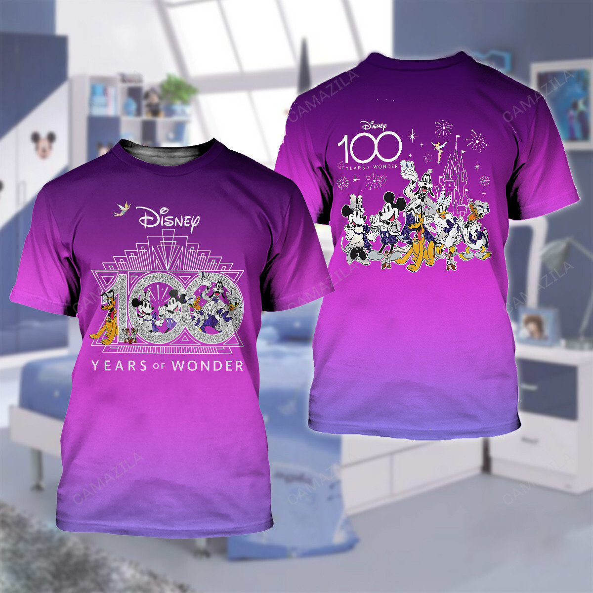 mickey and minnie mouse cartoon disney 100 years of wonder purple shirt 6989 TJOnf