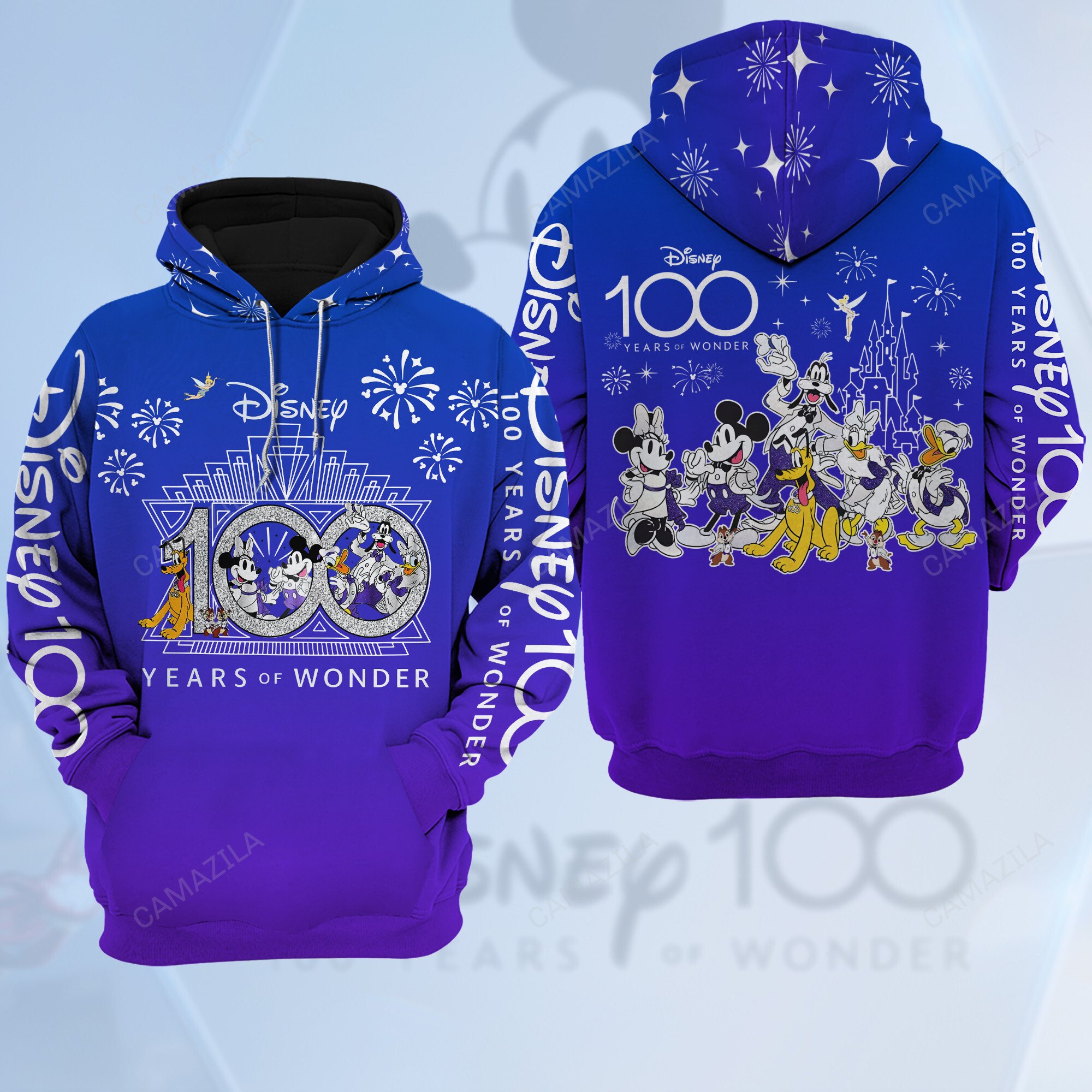 mickey and minnie mouse disney 100 years of wonder blue hoodie 7791 NPXDt
