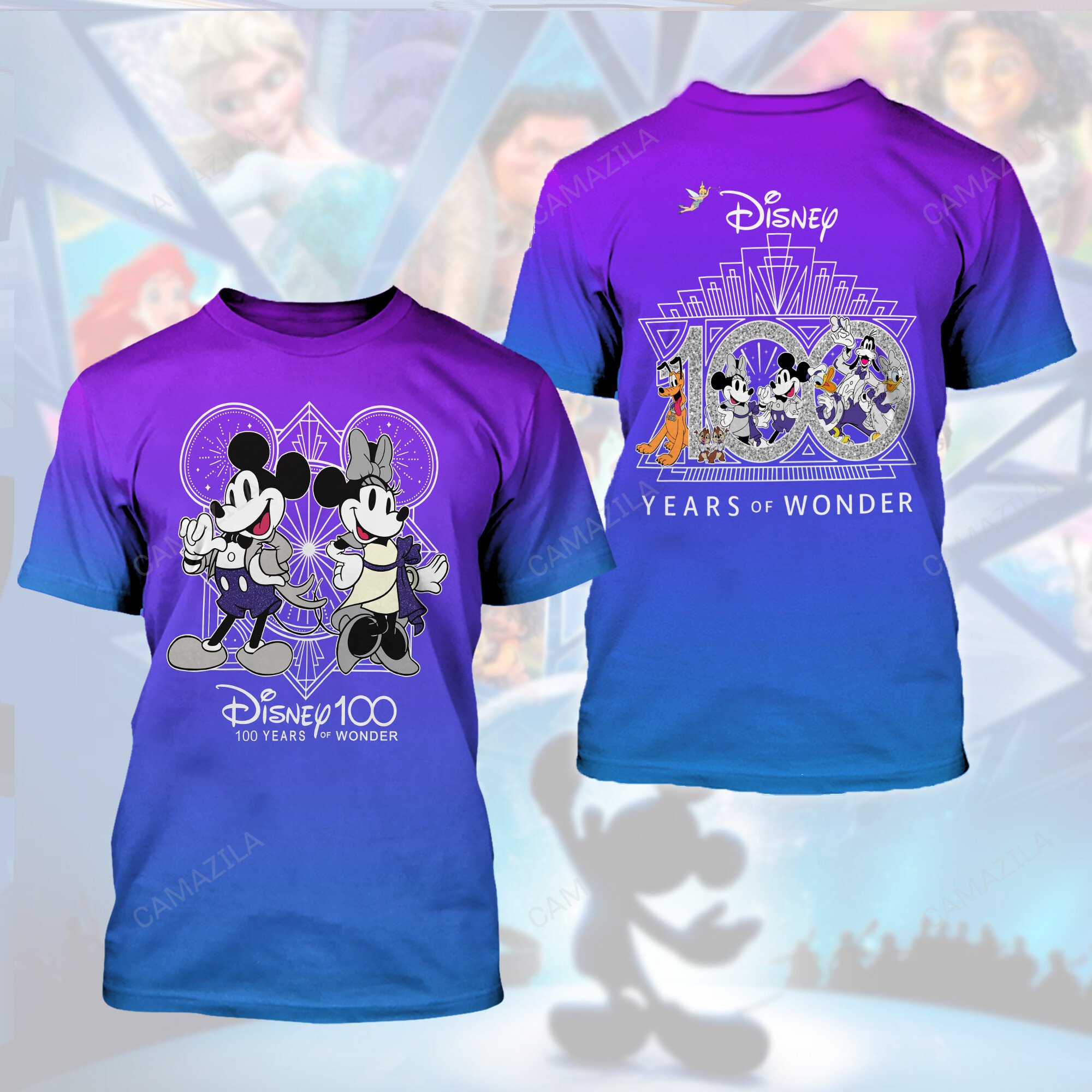 mickey and minnie mouse disney 100 years of wonder purple shirt 3516 KGJYa