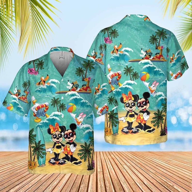 mickey minie mouse and friends beach hawaiian shirt 4913 3rS06
