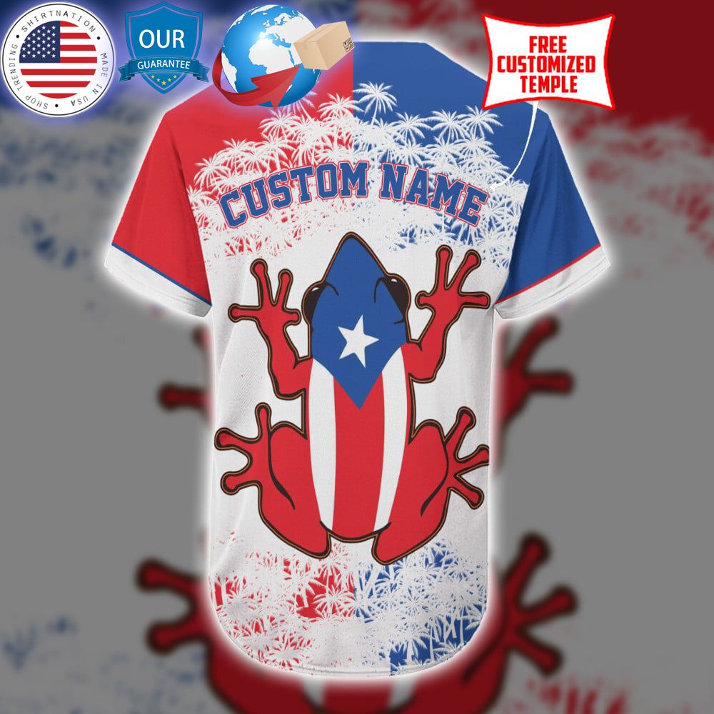 hot puerto rico coqui frog flag custom baseball jersey 2