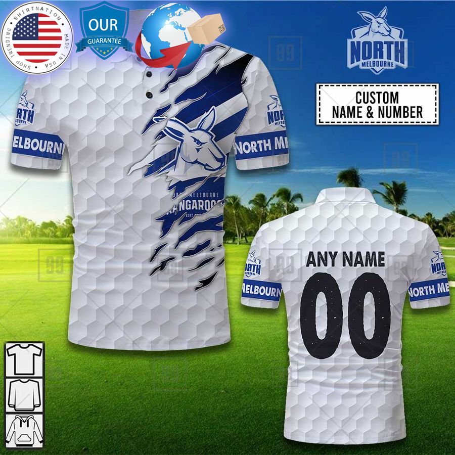 personalized golf afl north melbourne kangaroos polo shirt 1 917