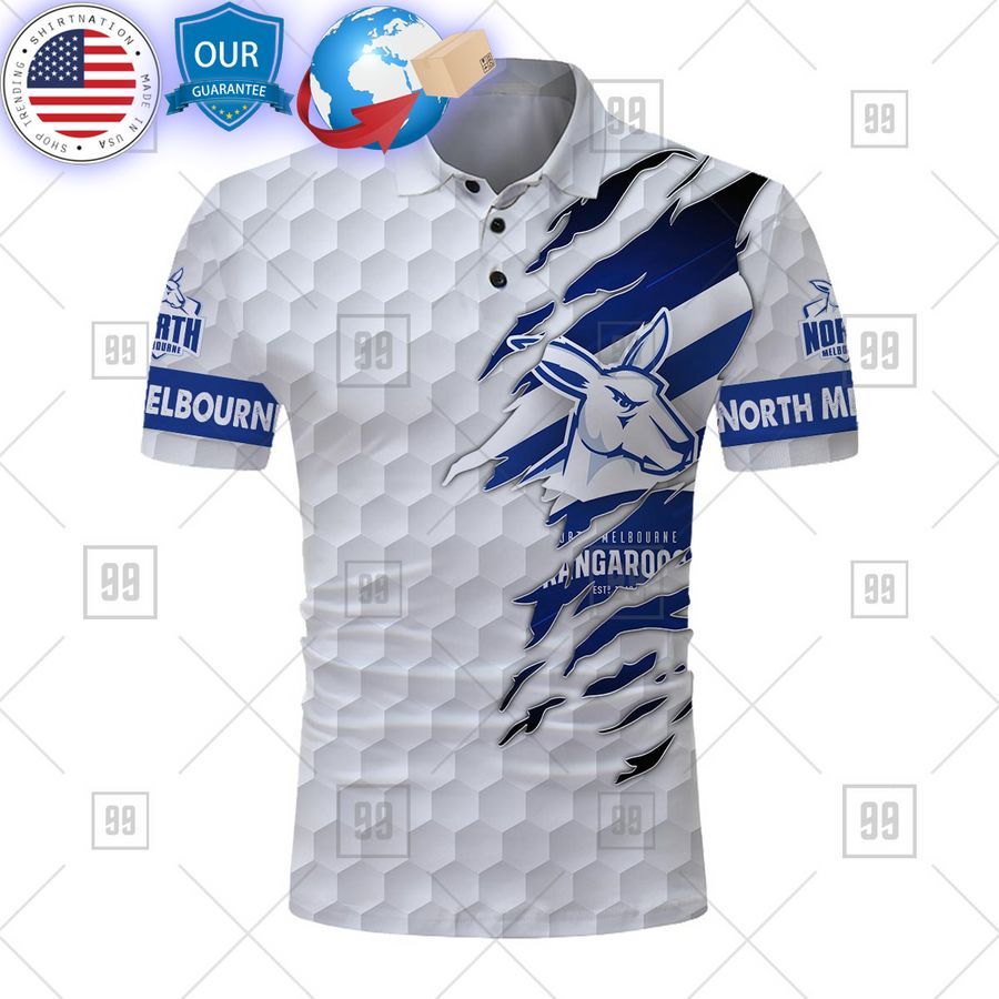 personalized golf afl north melbourne kangaroos polo shirt 2 836