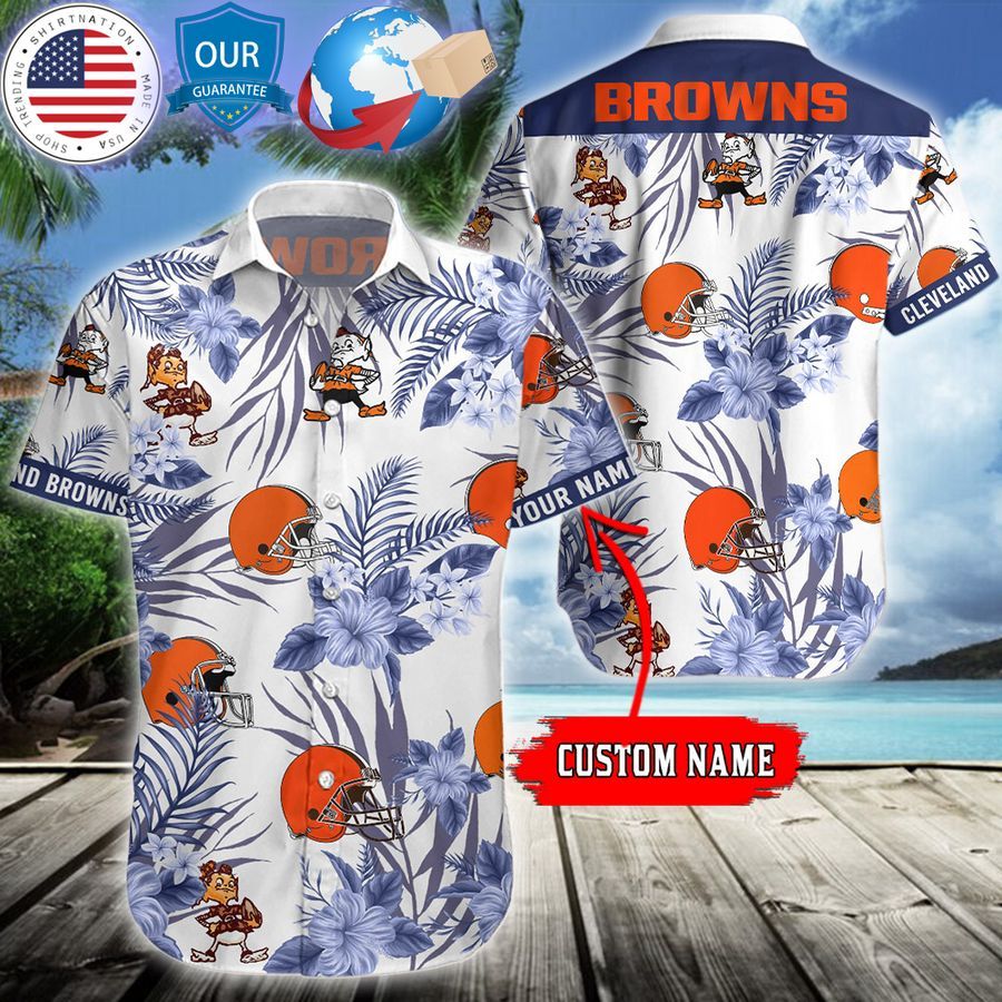 personalized hibiscus cleveland browns hawaiian shirt 1 597