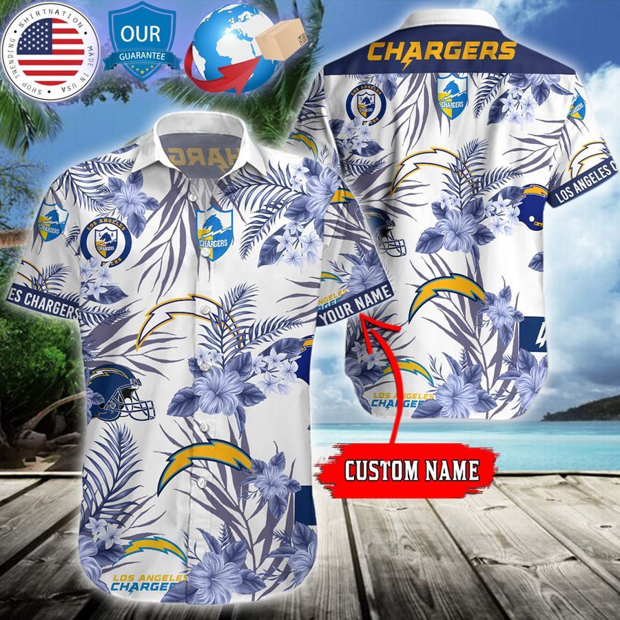 personalized hibiscus los angeles chargers hawaiian shirt 1 503