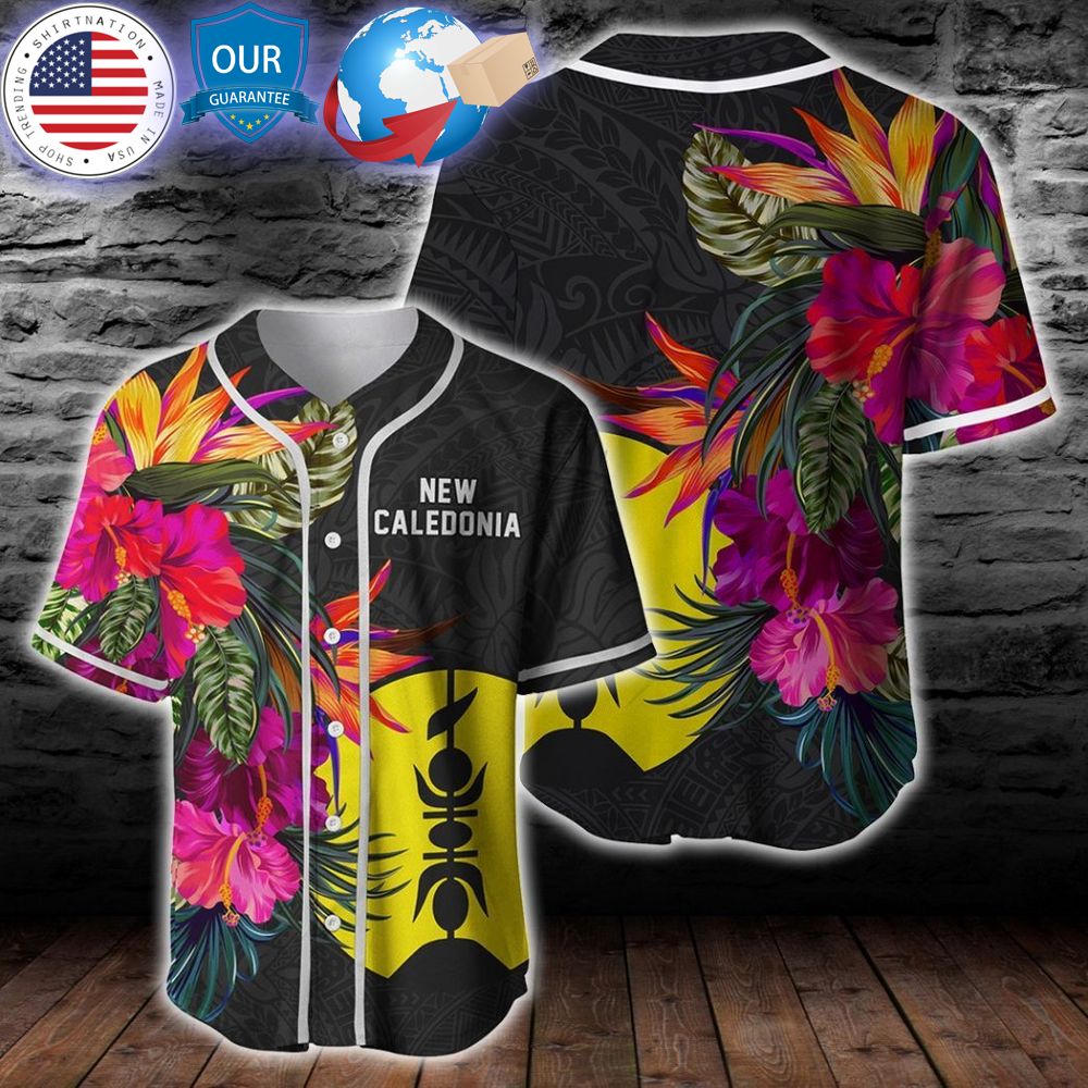 hot new caledonia polynesian hibiscus baseball jersey 1