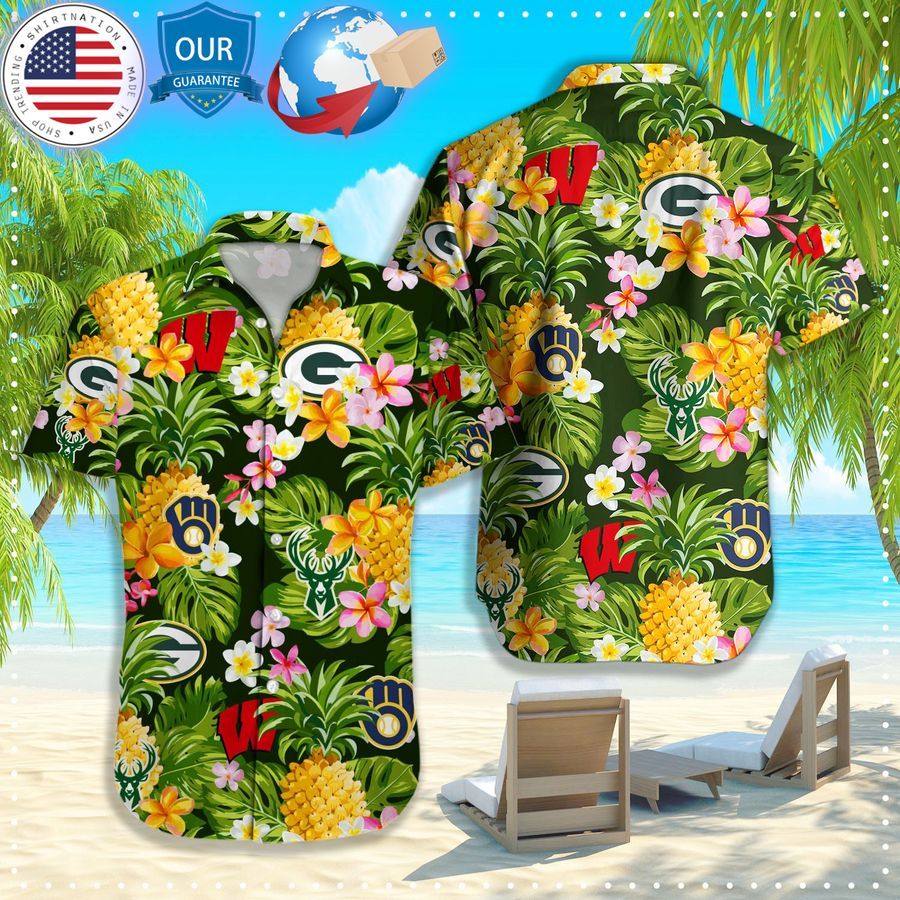 wisconsin sport teams tropical hawaiian shirt 1 396