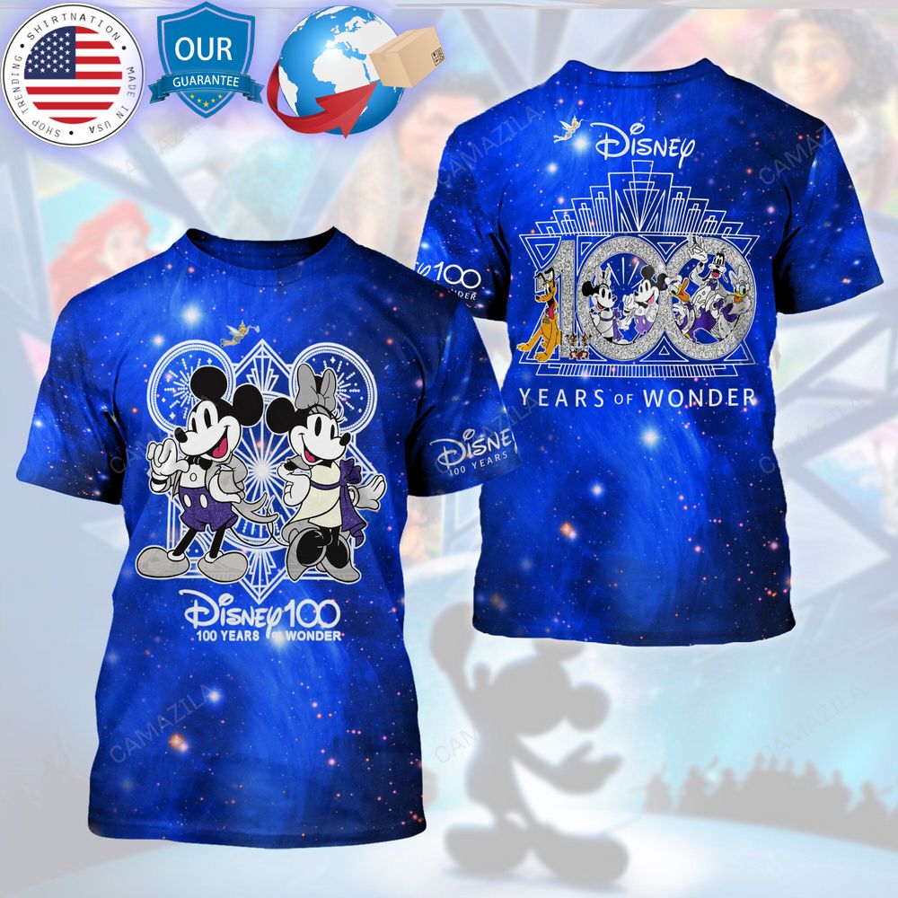 hot mickey and minnie mouse disney 100 years of wonder blue shirt 1