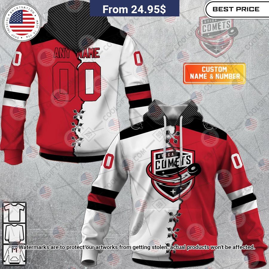 Utica Comets Mix Jersey Custom Hoodie Eye soothing picture dear