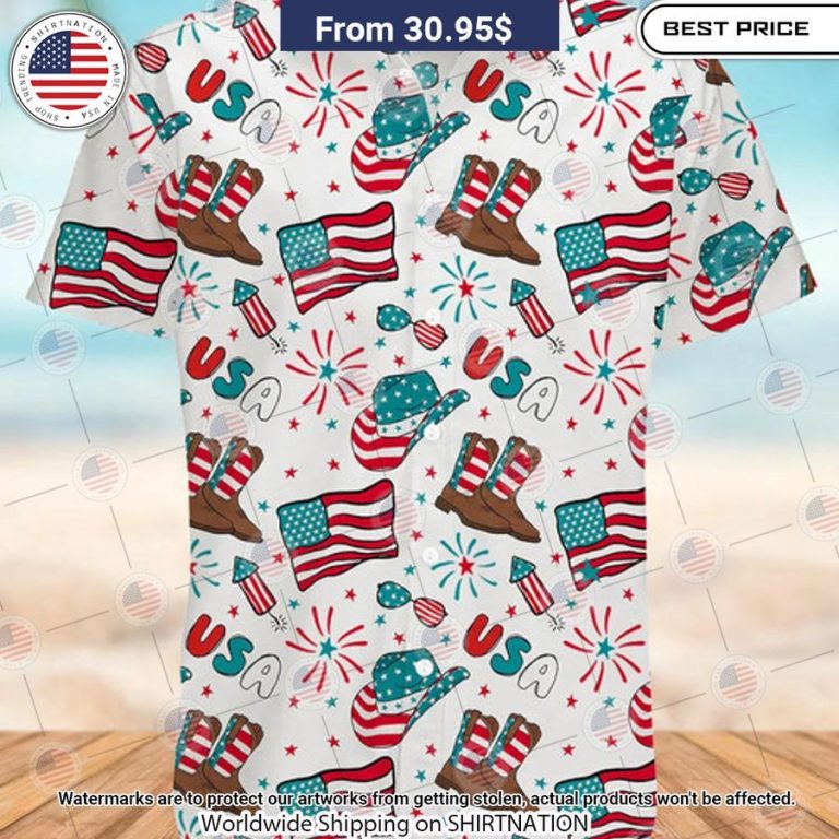 4th Of July Western Hawaiian Shirt Sizzling