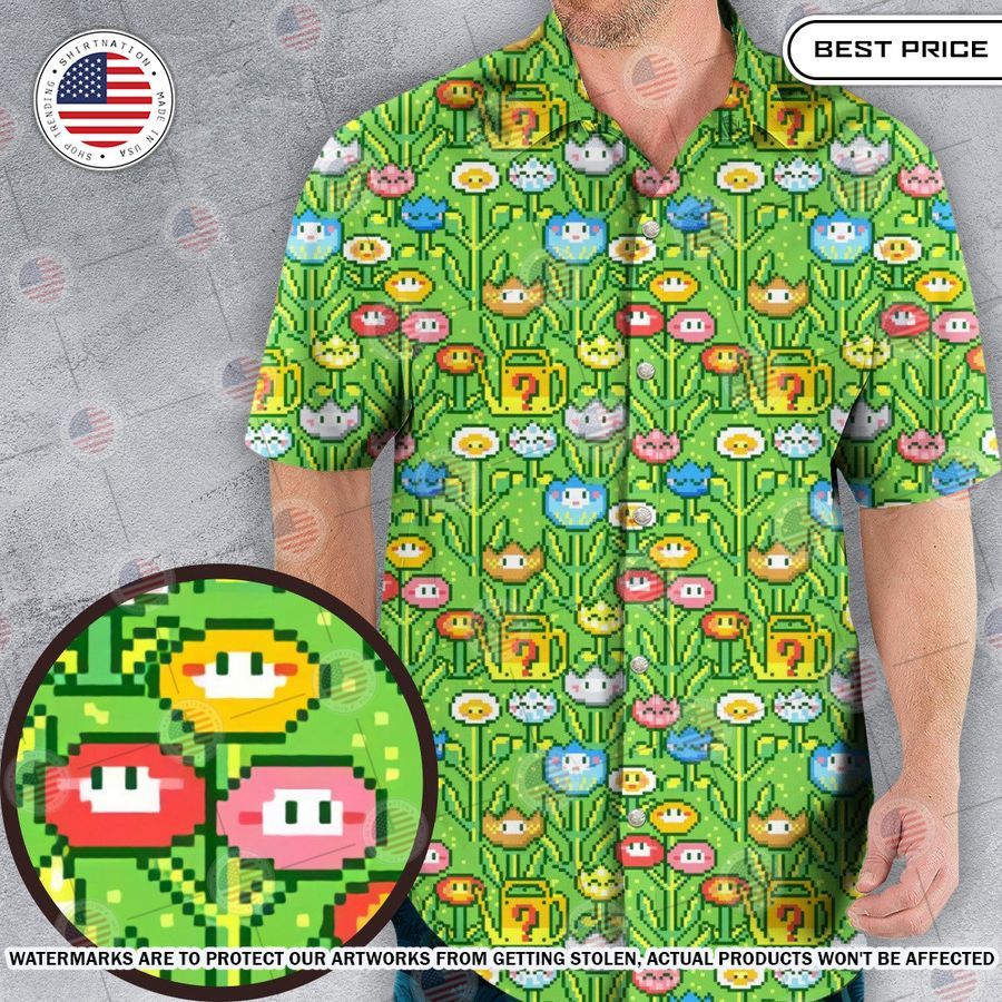 8Bit Flower Garden Super Mario Hawaiian Shirt Studious look