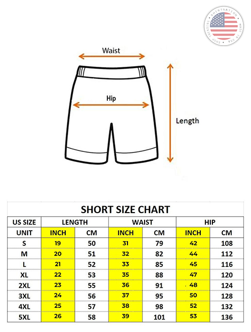 Short Size Chart: