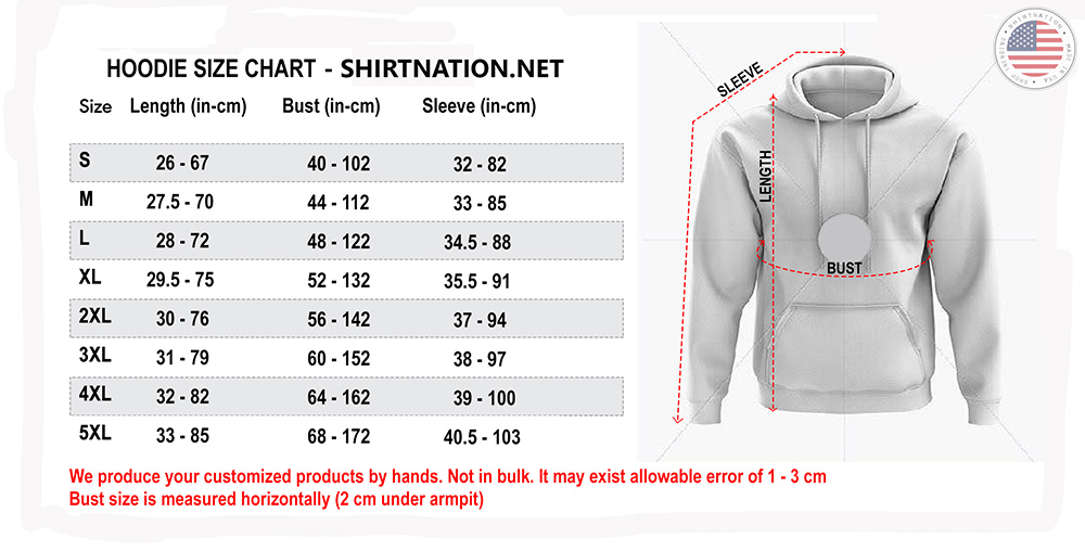 Hoodie Size Chart Shirtnation