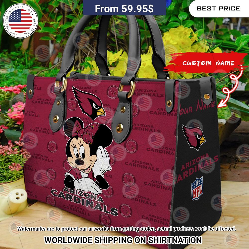 Arizona Cardinals Minnie Mouse Leather Handbag Wow, cute pie