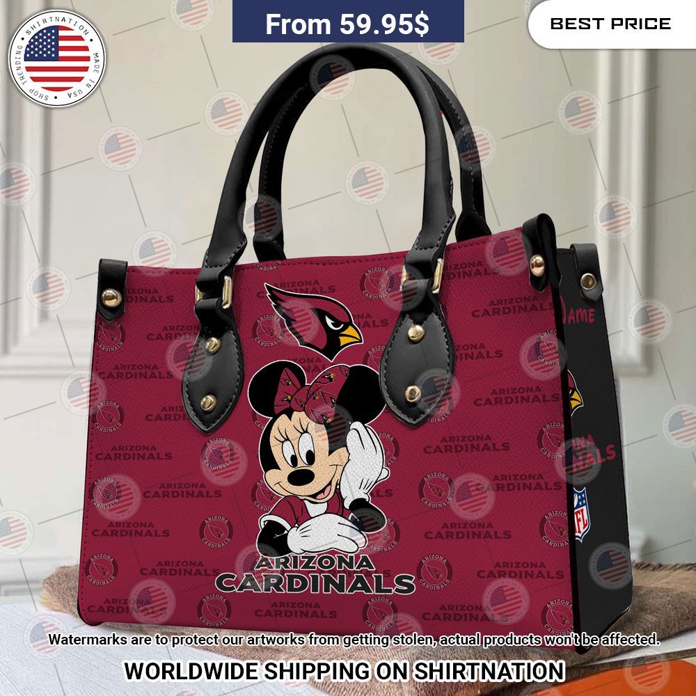 Arizona Cardinals Minnie Mouse Leather Handbag You look different and cute