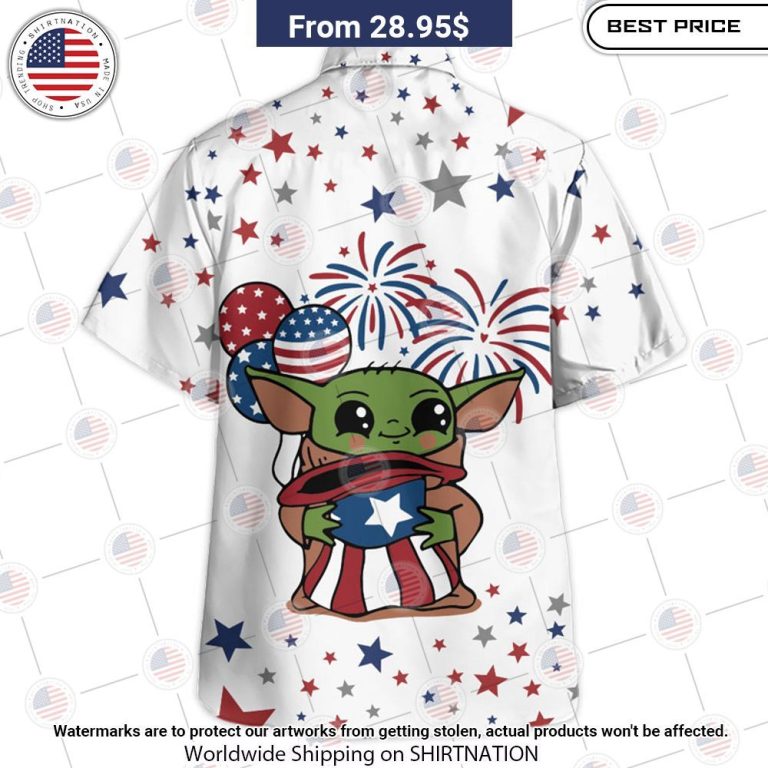 Baby Yoda Star Wars Independence Day Hawaiian Shirt Eye soothing picture dear