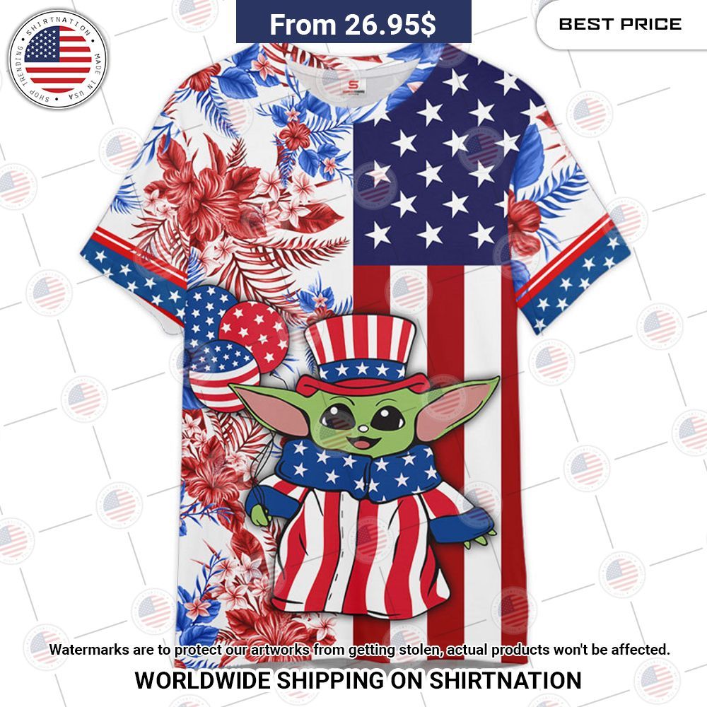 Baby Yoda Star Wars Independence Day T Shirt Eye soothing picture dear