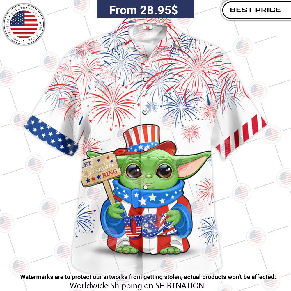Baby Yoda Star Wars Let Freedom Ring Independence Day Hawaiian Shirt