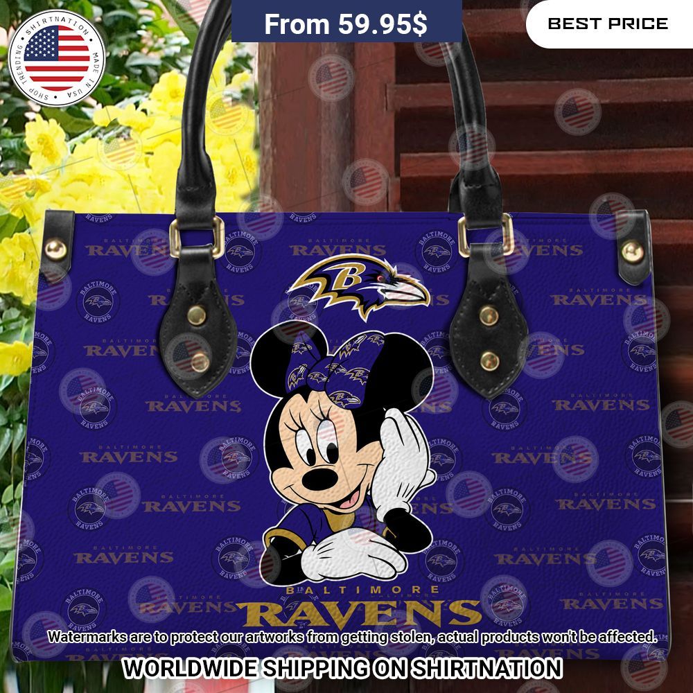 Baltimore Ravens Minnie Mouse Leather Handbag Sizzling