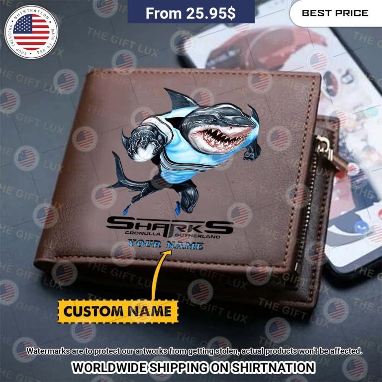 BEST Cronulla Sutherland Sharks Mascot Custom Leather Wallets Amazing Pic