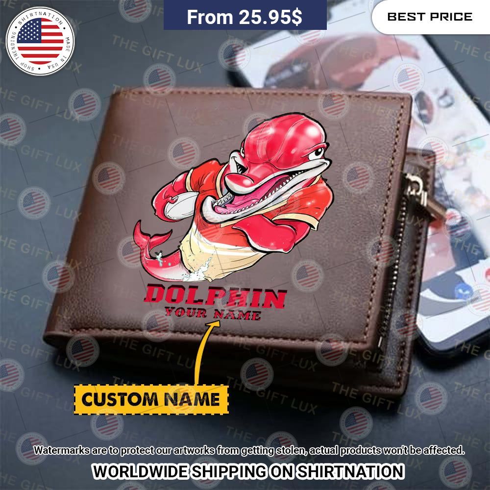 BEST Dolphins Mascot Custom Leather Wallets Coolosm