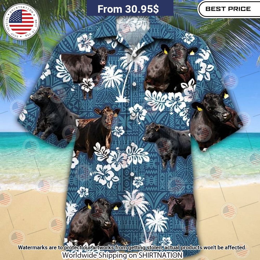 Black Angus Cattle Blue Tribal Hawaiian Shirt Hey! You look amazing dear