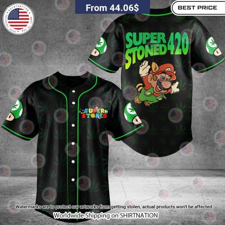 Black Super Stoned Cannabis Baseball Jersey You look beautiful forever