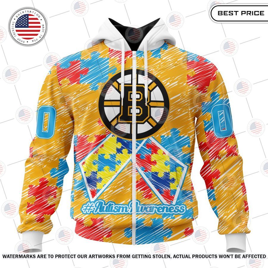 Boston Bruins Autism Awareness Crayon Custom Shirt Handsome as usual