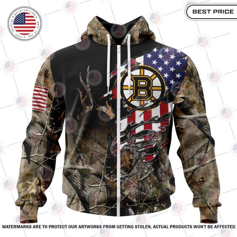 Boston Bruins Camo Realtree Hunting Custom Shirt Nice shot bro