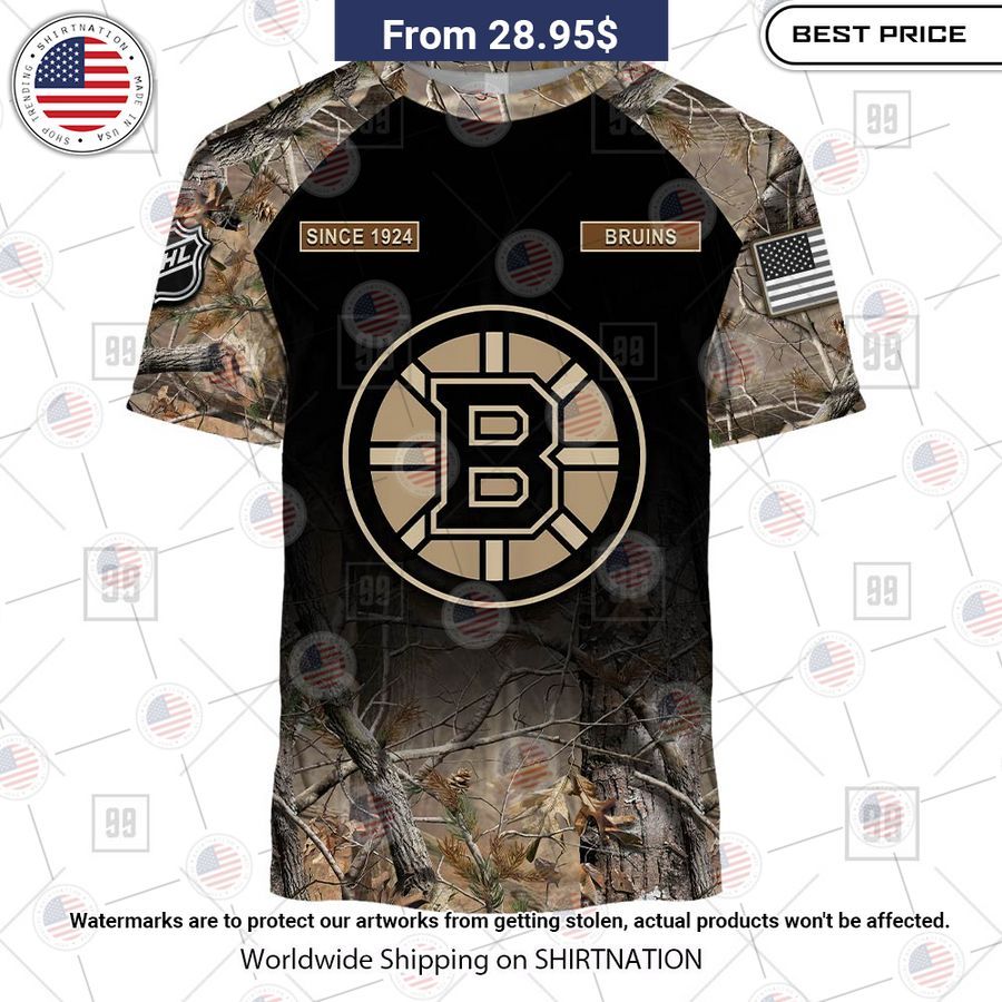 Boston Bruins Camouflage Custom Hoodie Long time