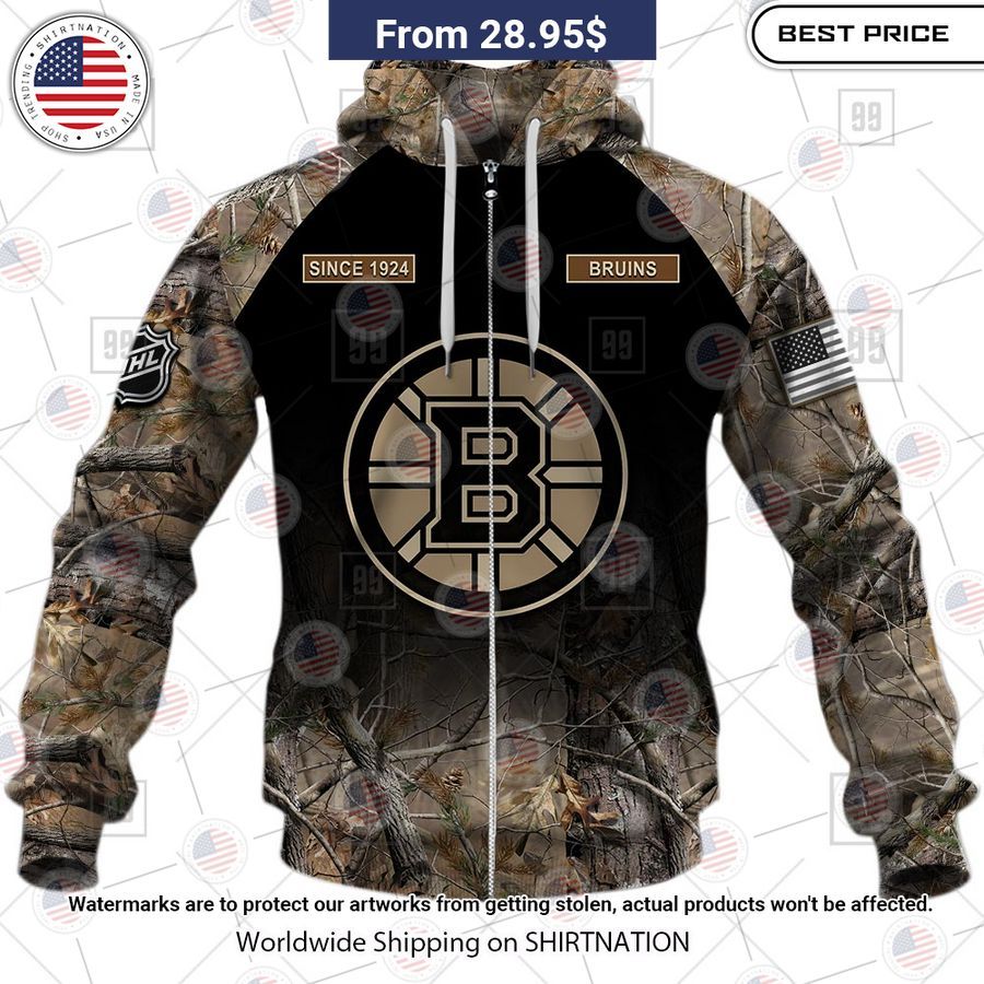 Boston Bruins Camouflage Custom Hoodie Coolosm