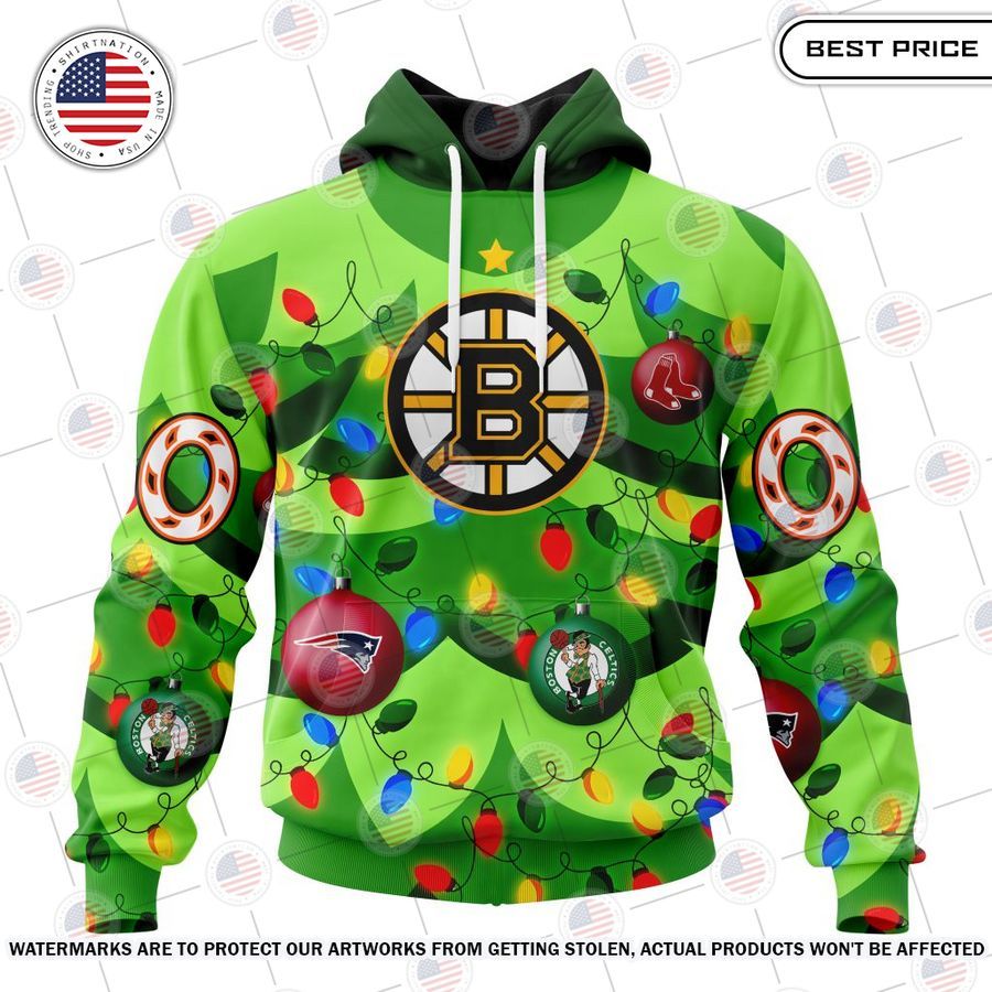 boston bruins with with christmass tree color and citys sport teams custom shirt 1 110