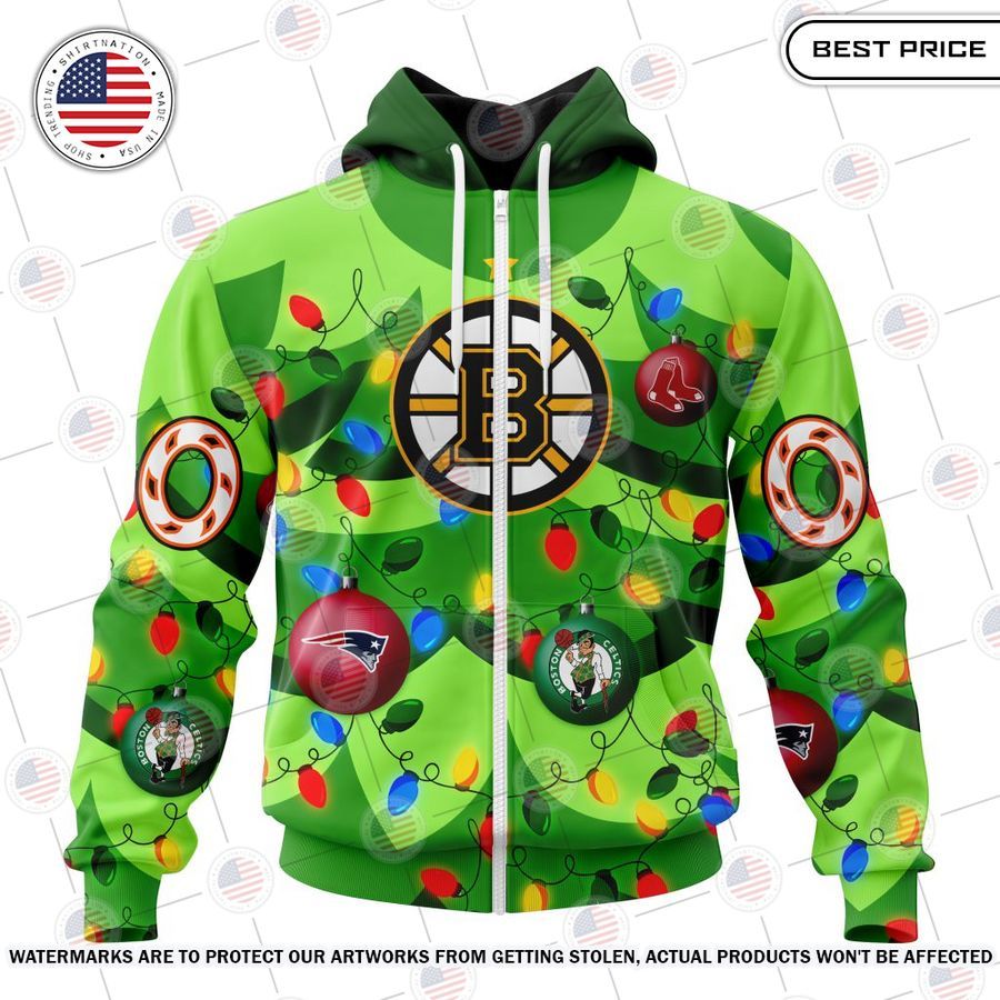 boston bruins with with christmass tree color and citys sport teams custom shirt 2 665