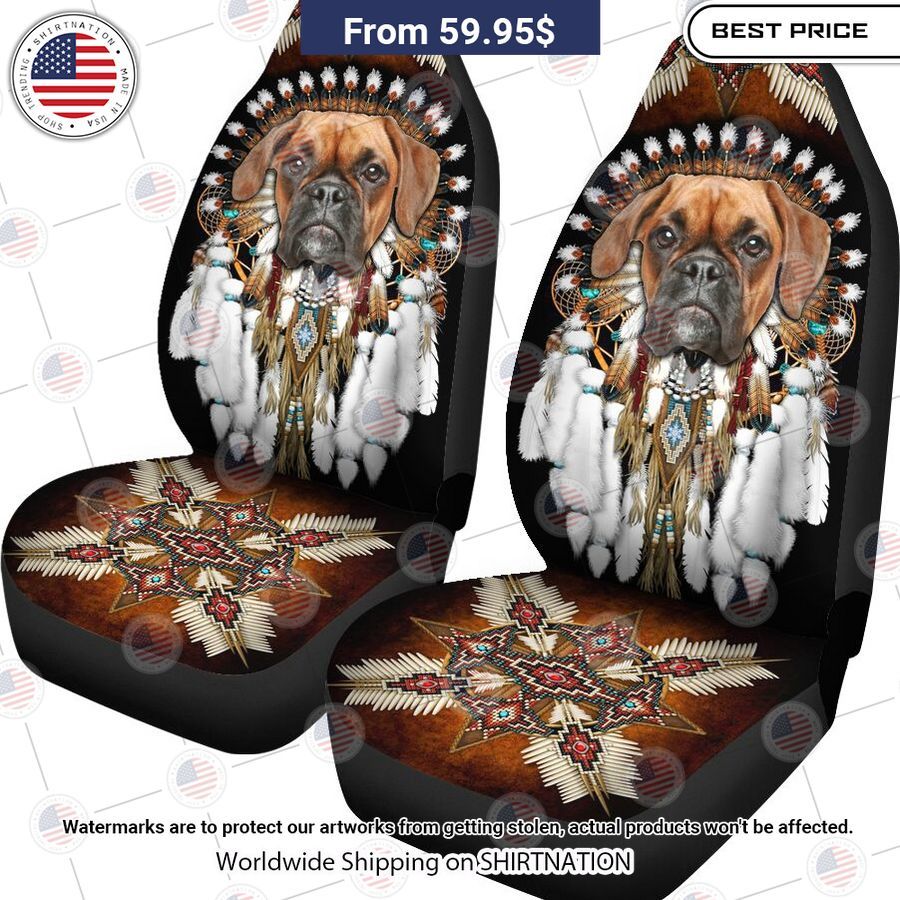 Boxer Dog Native American Rosette Seat Cover Which place is this bro?