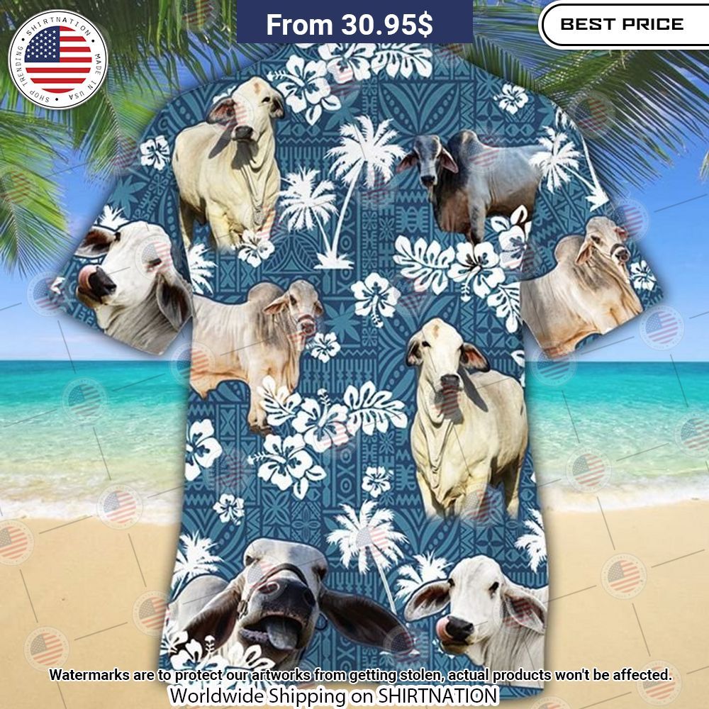 Brahman Cattle Blue Tribal Hawaiian Shirt It is more than cute