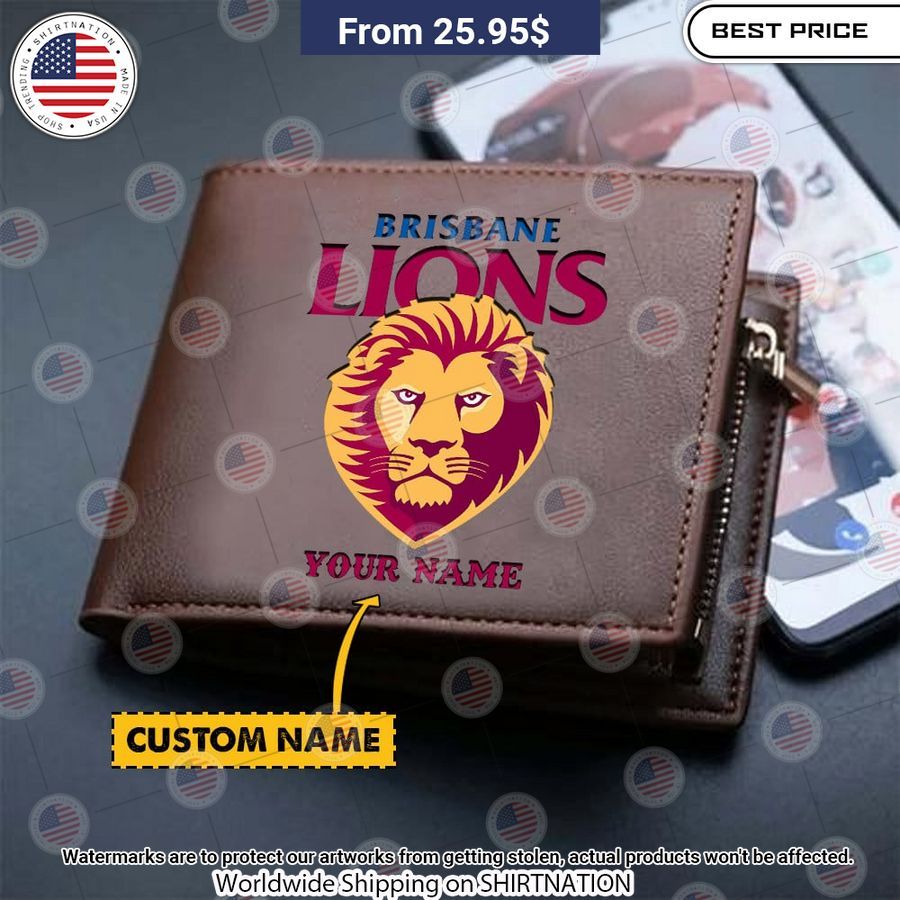 Brisbane Lions Custom Leather Wallet Nice shot bro