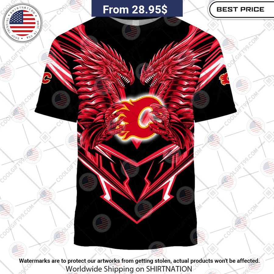 Calgary Flames Dragon Custom Shirt You look different and cute