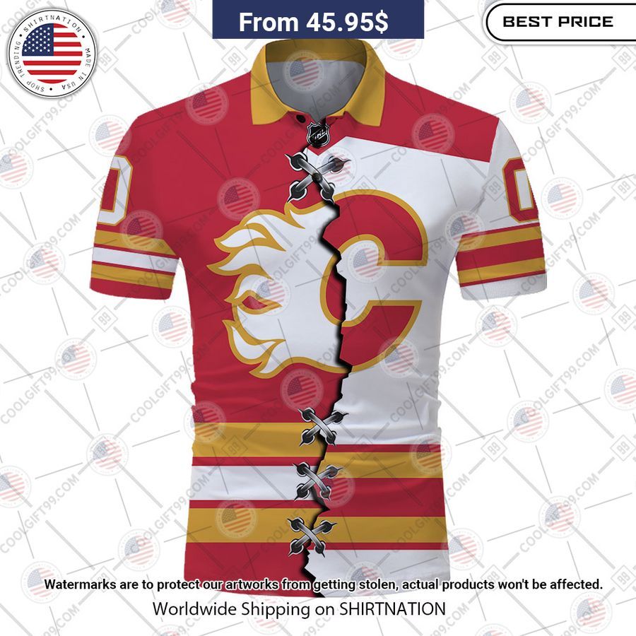 Calgary Flames Mix Jersey Style Custom Polo Mesmerising