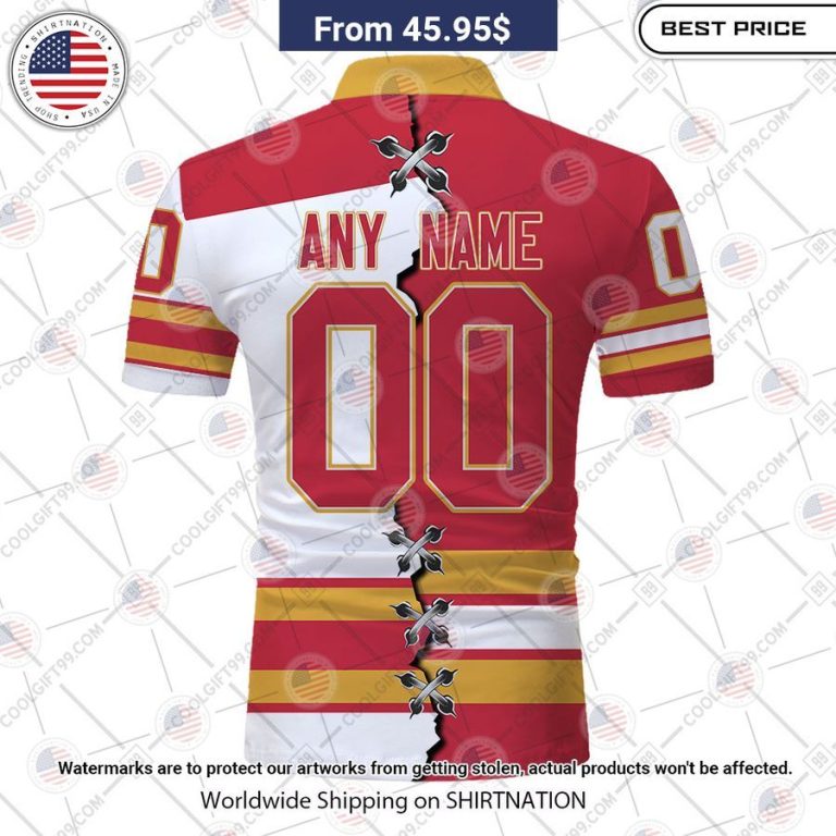 Calgary Flames Mix Jersey Style Custom Polo Damn good