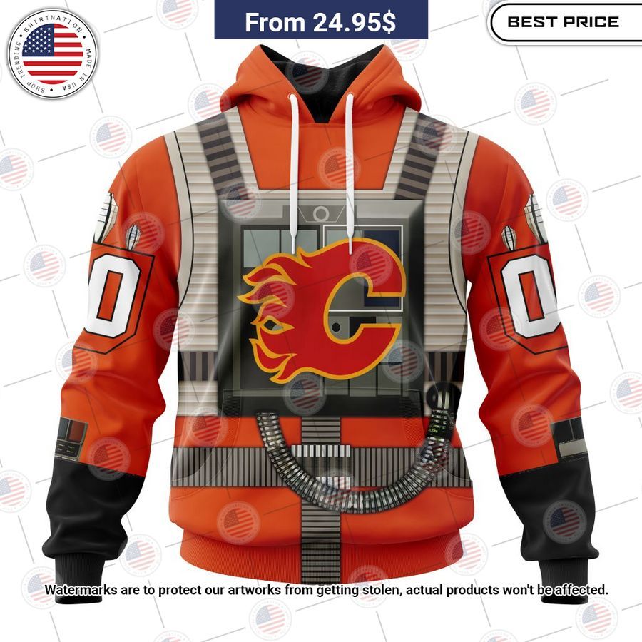 Calgary Flames Star Wars Rebel Pilot Design Custom Shirt Natural and awesome