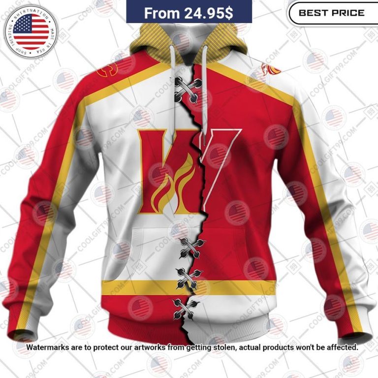 Calgary Wranglers Mix Jersey Custom Hoodie Loving click