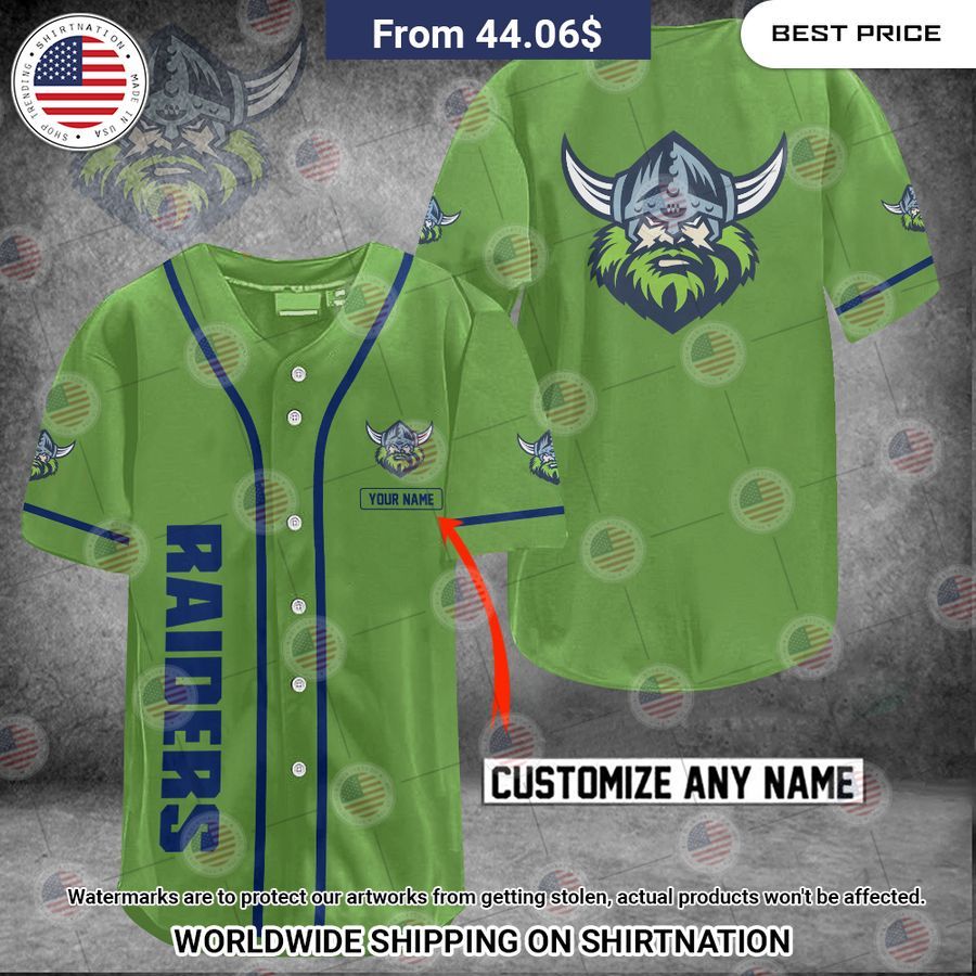 Canberra Raiders Custom Name Baseball Jersey Radiant and glowing Pic dear