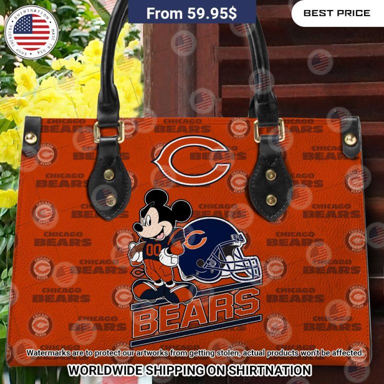 Chicago Bears Mickey Mouse Leather Handbag Out of the world