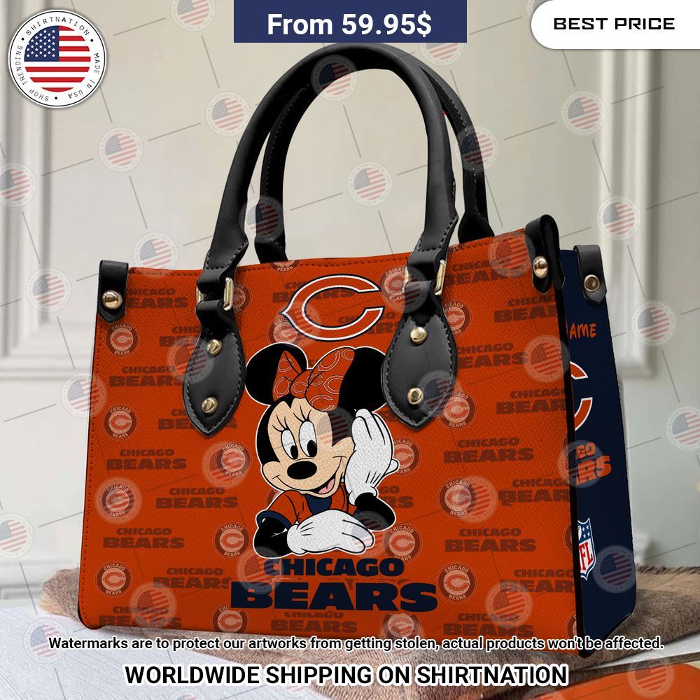 Chicago Bears Minnie Mouse Leather Handbag Beautiful Mom, beautiful daughter