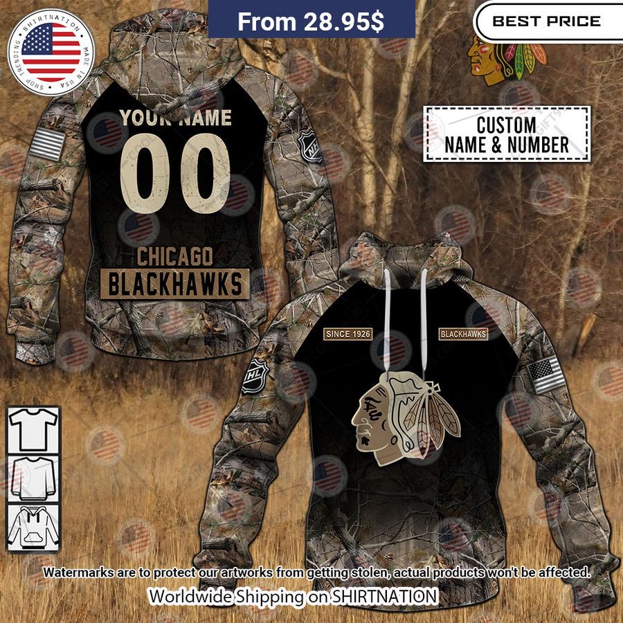 Chicago Blackhawks Camouflage Custom Hoodie You look different and cute