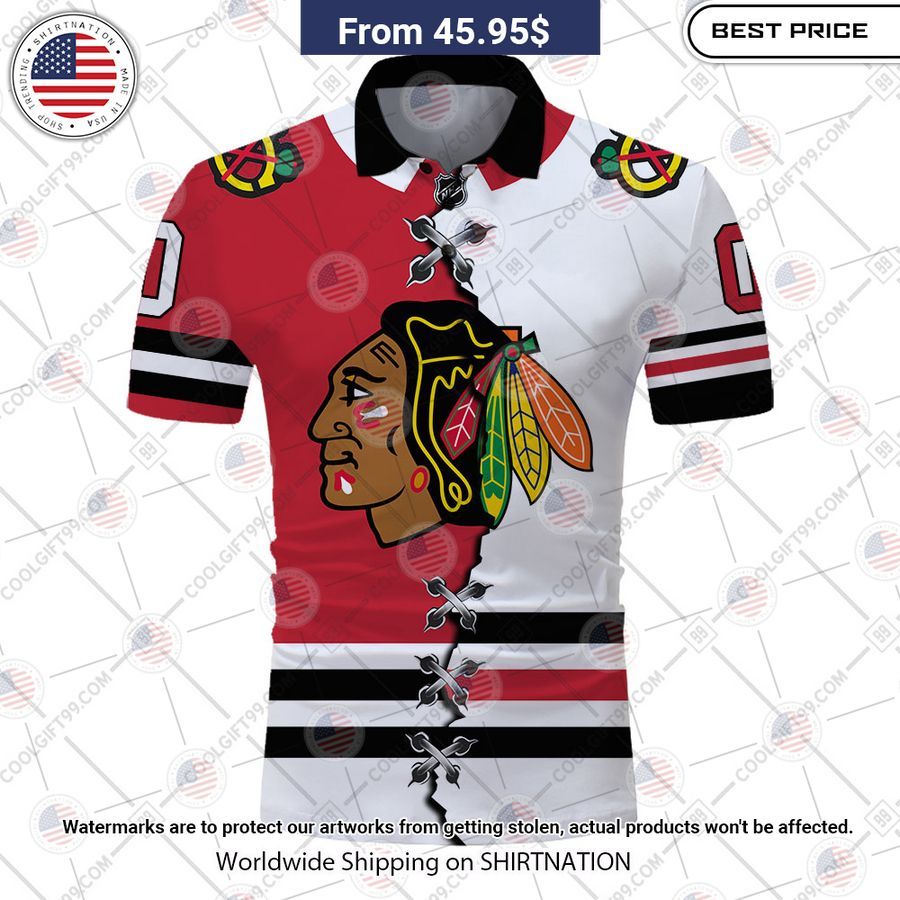 Chicago Blackhawks Mix Jersey Style Custom Polo Unique and sober