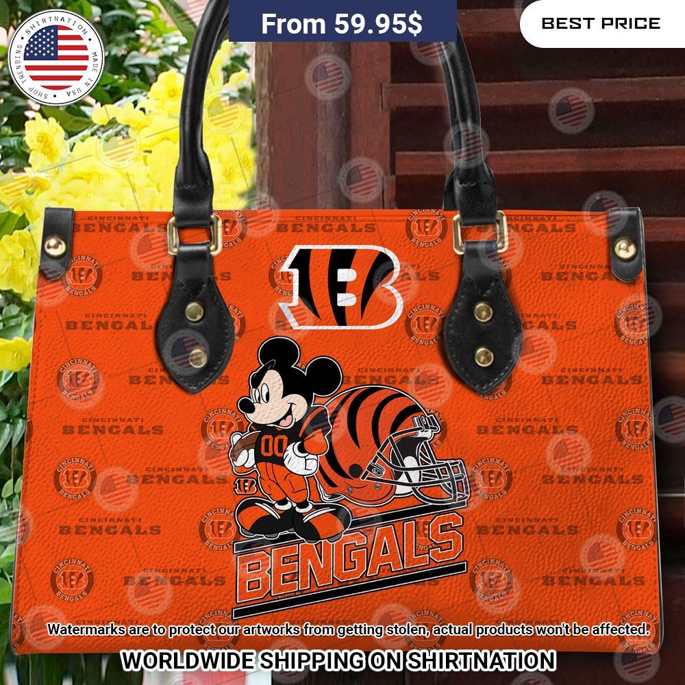 Cincinnati Bengals Mickey Mouse Leather Handbag Stunning