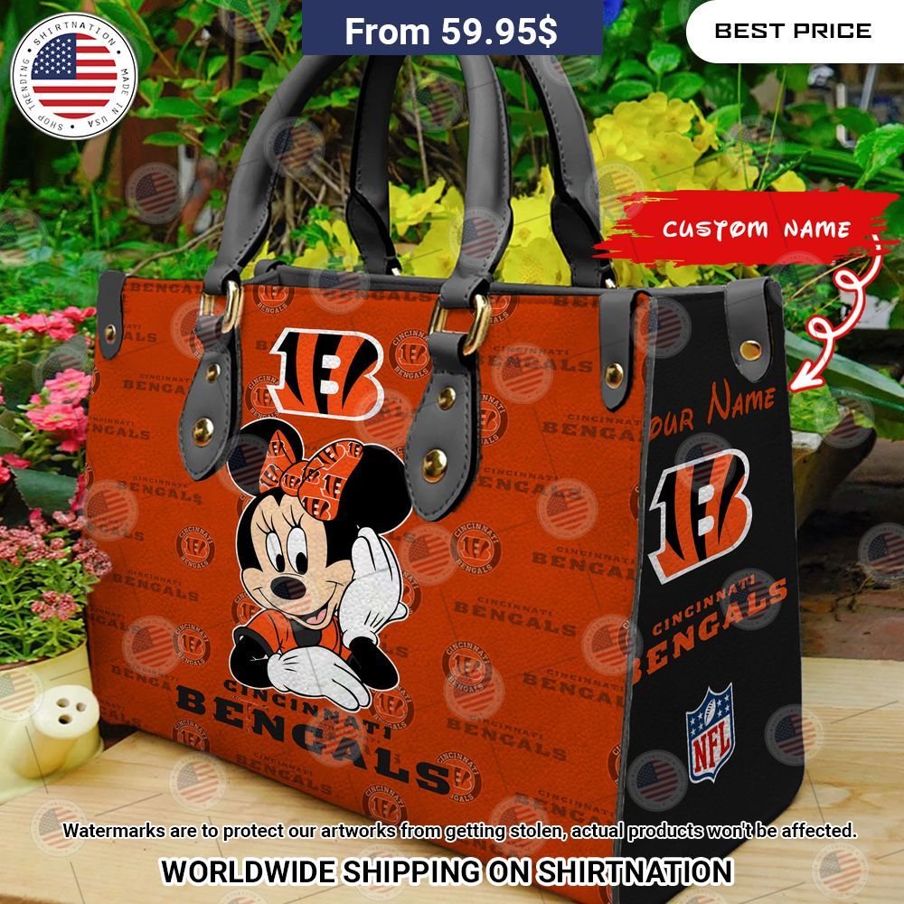 Cincinnati Bengals Minnie Mouse Leather Handbag Handsome as usual