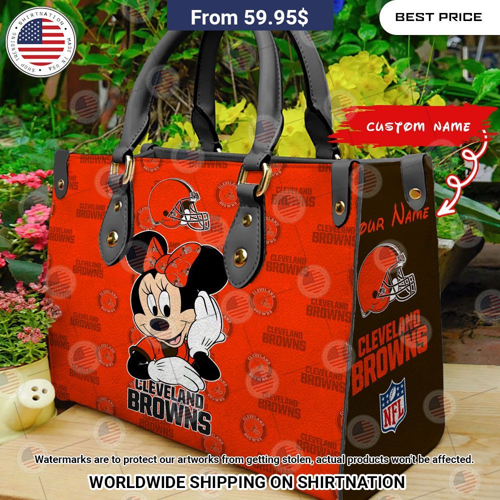 Cleveland Browns Minnie Mouse Leather Handbag Mesmerising
