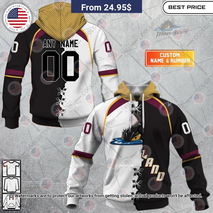 Cleveland Monsters Mix Jersey Custom Hoodie Stand easy bro